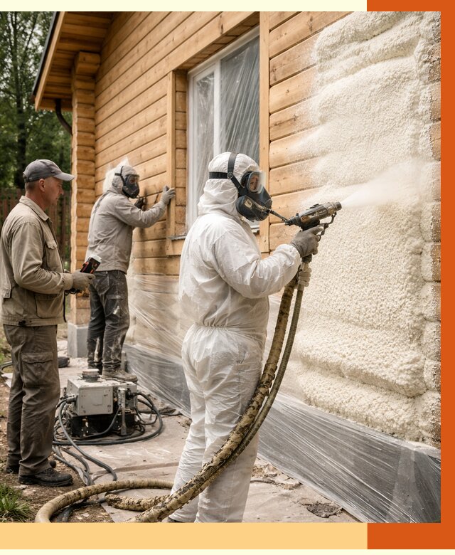 Утепление дома из бруса ППУ в Нововоронеже от 3896 руб/м2 под ключ | ТепломастерНвв