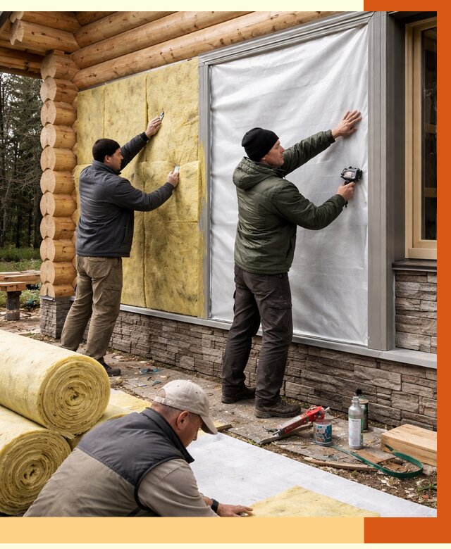 Утепление бревенчатого дома в Нововоронеже от 7742 руб/м2 — заказать под ключ | ТепломастерНвв