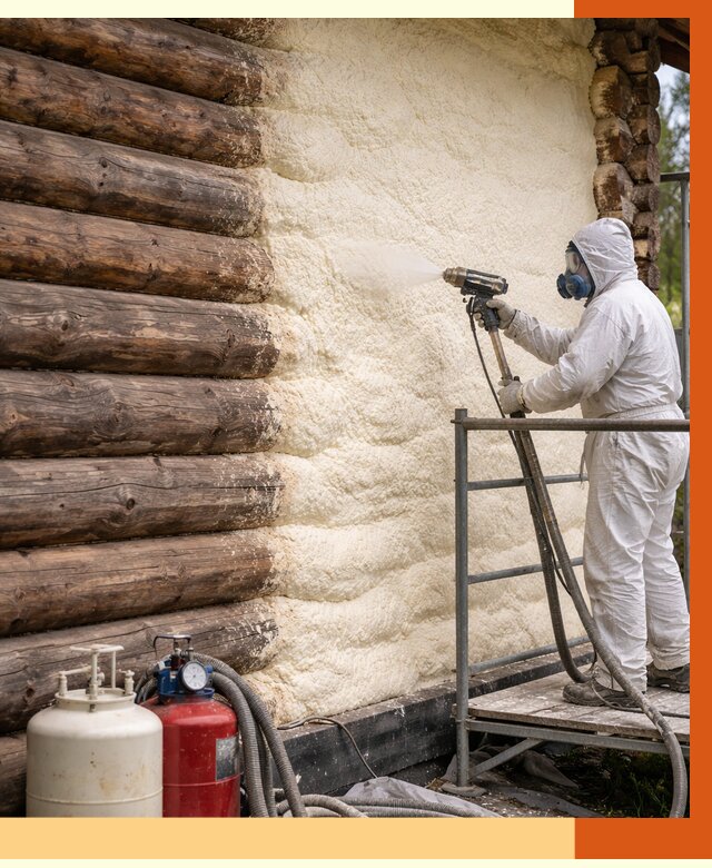 Утепление бревенчатого дома ППУ в Нововоронеже под ключ от 6325 руб. | ТепломастерНвв