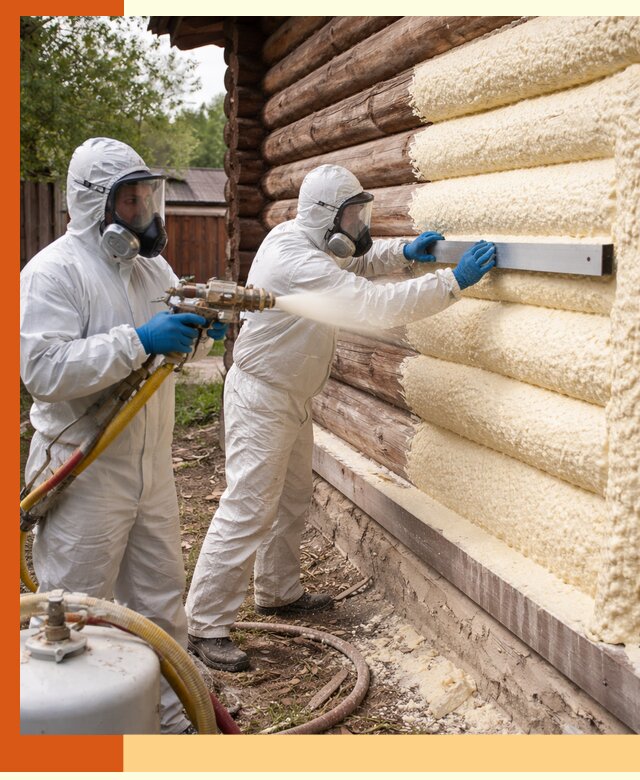 Утепление бревенчатого дома ППУ в Нововоронеже эффективной изоляцией