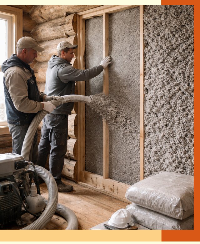 Утепление бревенчатого дома эковатой в Нововоронеже от 2783 руб. | ТепломастерНвв