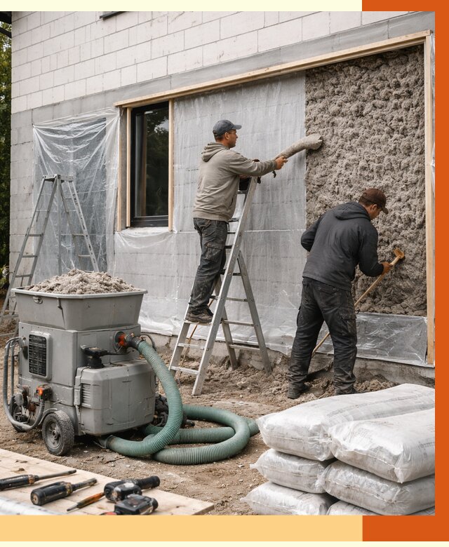 Утепление дома из газобетона эковатой в Нововоронеже от 4554 руб./м2 | ТепломастерНвв