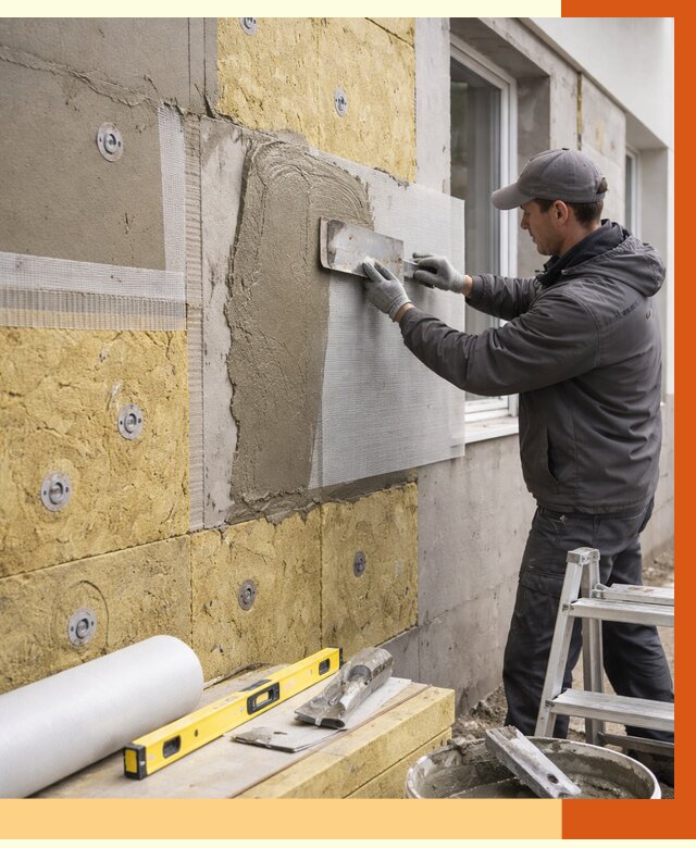 Утепление фасада под штукатурку в Нововоронеже от 4250 руб/м2 — монтаж пенопластом и минватой | ТепломастерНвв