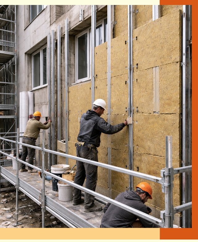 Утепление вентилируемого фасада в Нововоронеже от 5667 руб/м2 — монтаж и утепление вентфасад | ТепломастерНвв