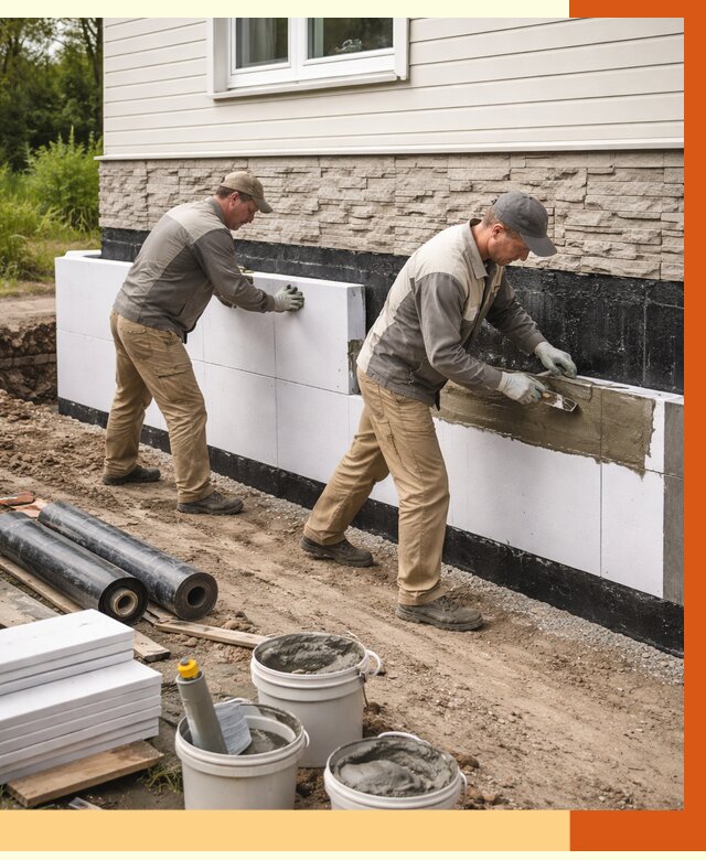 Утепление фундамента снаружи в Нововоронеже от 4250 руб. за м² | ТепломастерНвв