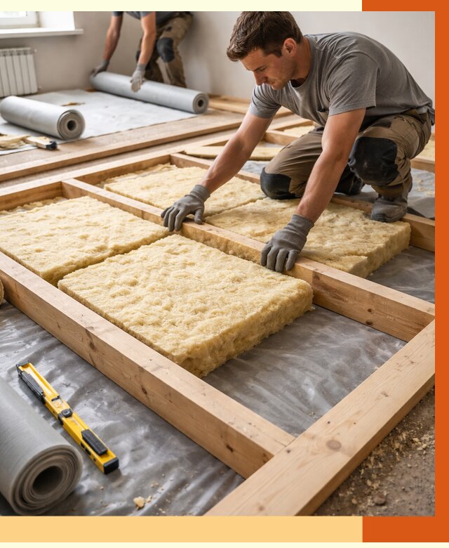 Утепление деревянного пола в Нововоронеже от 1518 руб./м2 под ключ | ТепломастерНвв