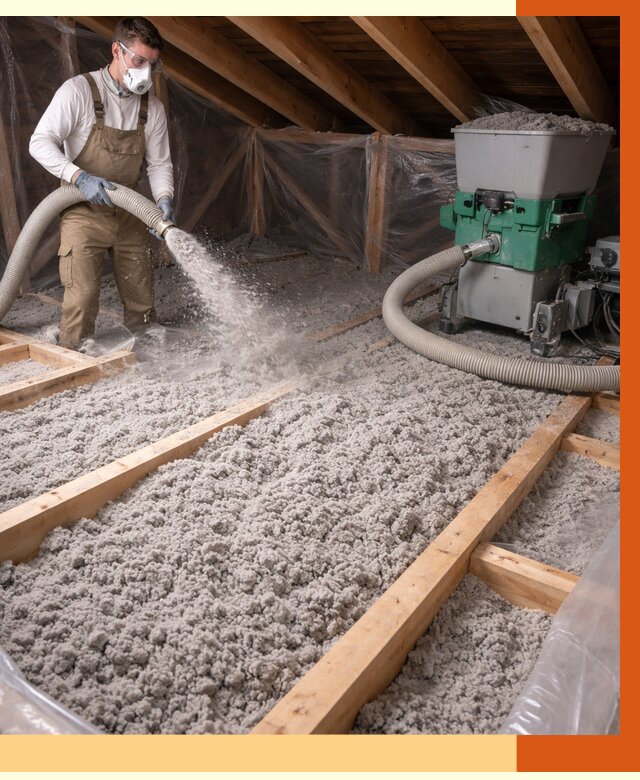 Утепление чердака эковатой в Нововоронеже от 1467 руб/м2 — заказать у ТепломастерНвв