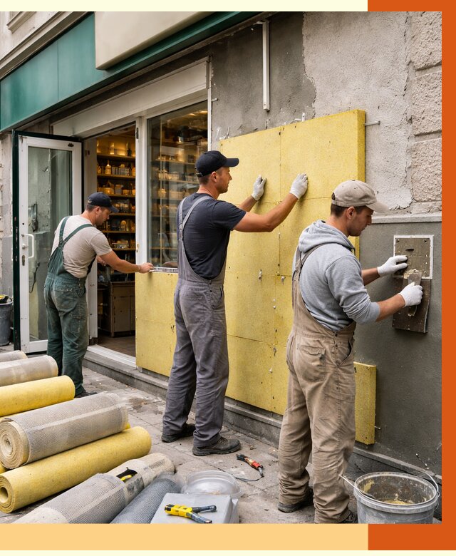 Утепление магазина в Нововоронеже от 4554 руб/м2 — цена, стены и снаружи | ТепломастерНвв