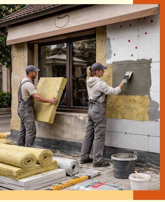 Утепление кафе в Нововоронеже от 4250 руб/м2 — комплексно под ключ | ТепломастерНвв