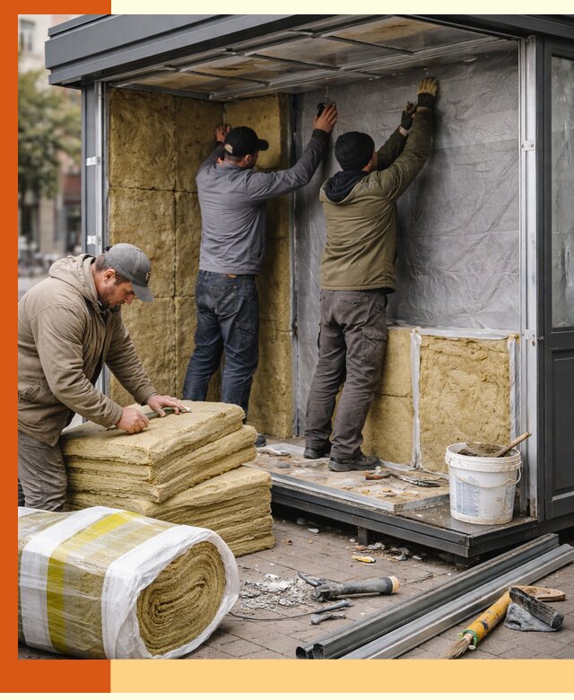 Утепление павильона шаурмы под ключ в Нововоронеже