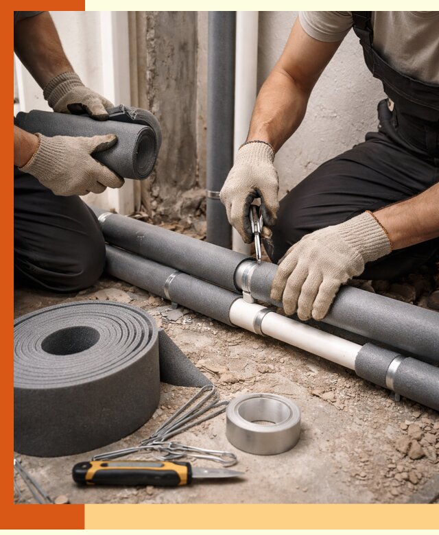 Утепление труб водоснабжения в Нововоронеже — монтаж и защита сети