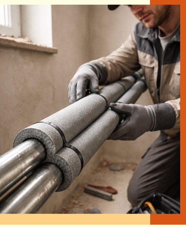 Утепление труб отопления в Нововоронеже от 2884 руб. за м² — услуги под ключ | ТепломастерНвв