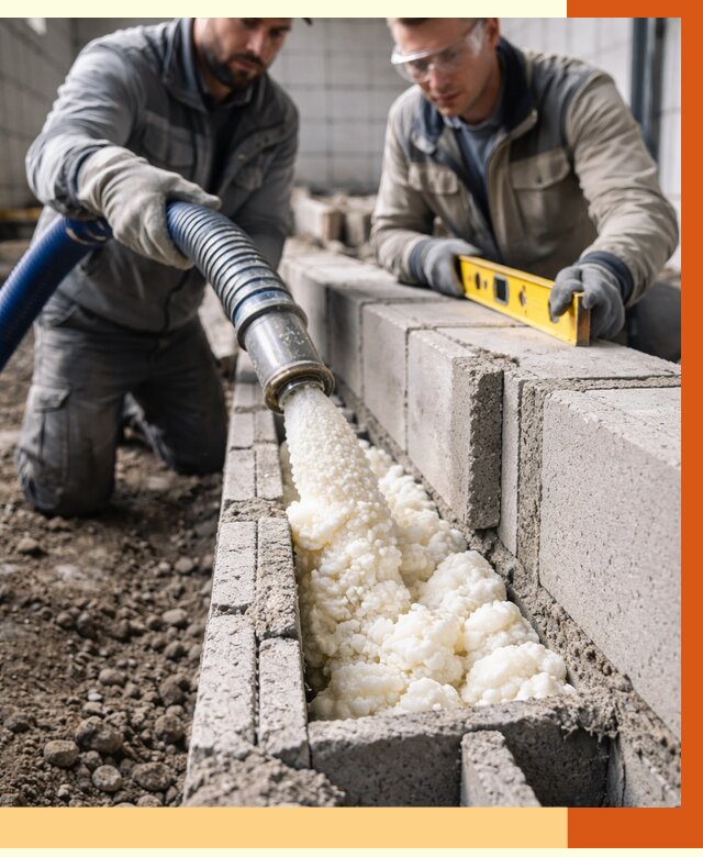 Заполнение колодцевой кладки ППУ в Нововоронеже от 4250 руб. за м2 | ТепломастерНвв