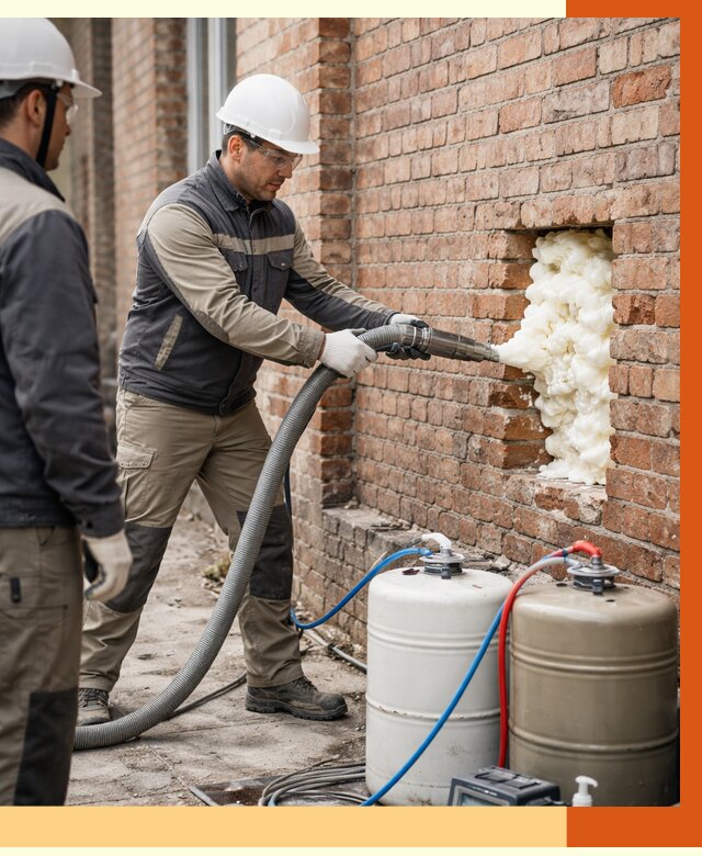 Заливка ППУ в пустоты кирпичной стены в Нововоронеже от 2783 руб. | ТепломастерНвв