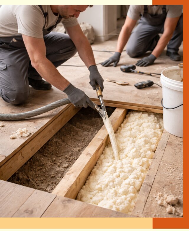 Заполнение пустот пола в Нововоронеже от 2732 руб. — утепление пустот пола под ключ | ТепломастерНвв