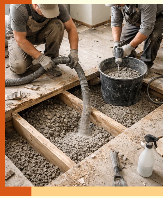 Заполнение пустот пола в Нововоронеже полиуретаном и пенополистиролом