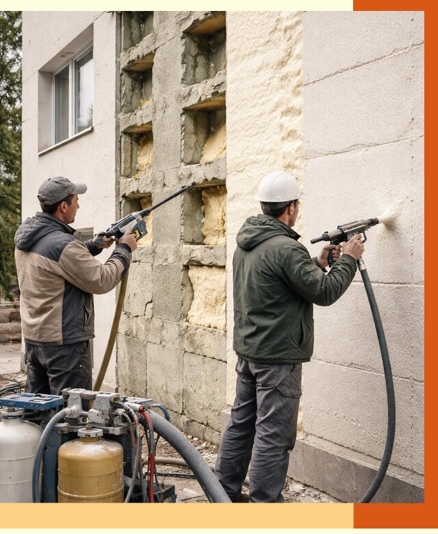 Заполнение пустот фасада в Нововоронеже от 4554 руб. — утепление пустот облицовки | ТепломастерНвв