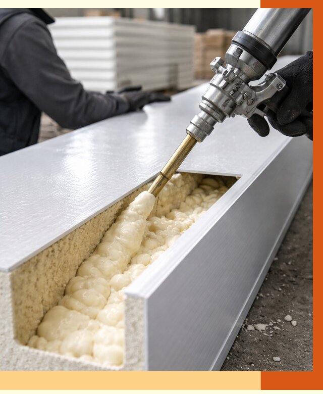 Заполнение пустот холодильных панелей в Нововоронеже от 7590 руб. | ТепломастерНвв