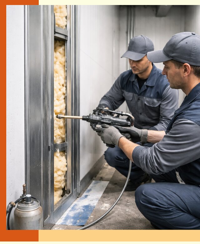 Заполнение пустот холодильных панелей в Нововоронеже специализированной пеной