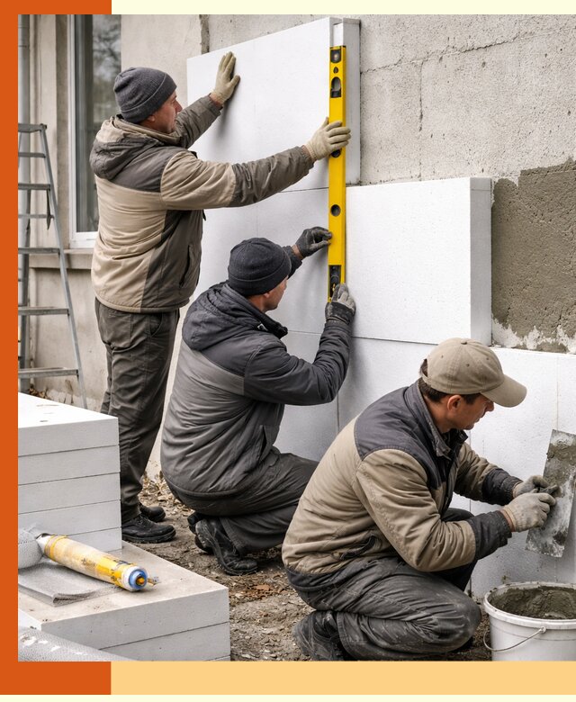 Утепление пенопластом наружных стен и фасадов в Нововоронеже