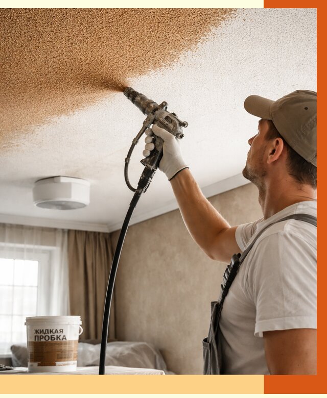 Утепление потолка жидкой пробкой в Нововоронеже от 3542 руб. | ТепломастерНвв