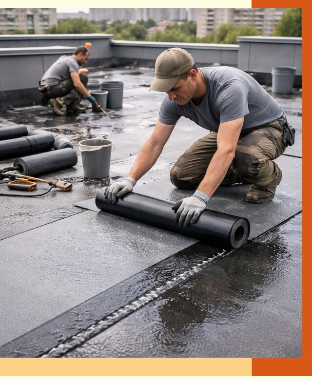Гидроизоляция плоской кровли в Нововоронеже от 4554 руб./м2 — профессионально | ТепломастерНвв
