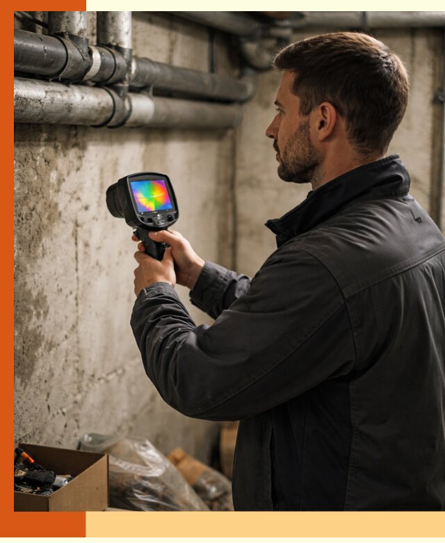 Тепловизионное обследование подвала в Нововоронеже для поиска утечек тепла