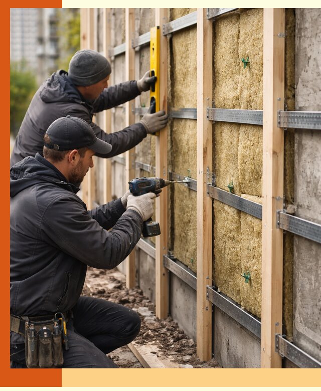 Монтаж обрешетки под утепление зданий и квартир в Нововоронеже